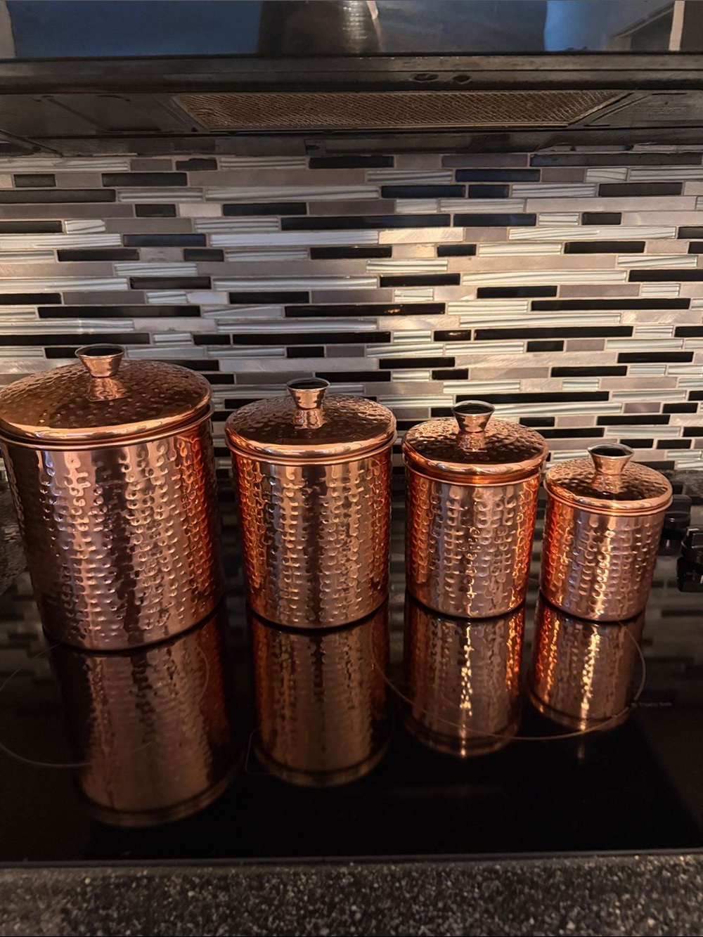 Copper Hammered Kitchen Canister Set - 4-Piece Storage Containers NEW never used